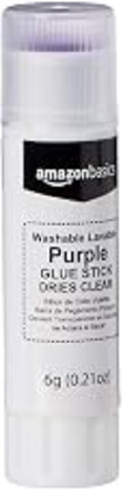 Amazon Basics Purple Washable School Glue Sticks for Classroom Supplies and DIY Art, Dries Clear, 0.21 oz Stick, 4-Pack