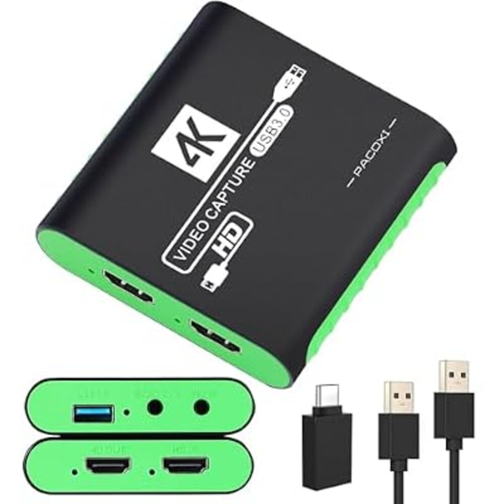 SUDTREEV HDMI Capture Card for Nintendo Switch 2, 1080P 60FPS, Green | USB 3.0 plug and play for OBS beginners, 4K 30Hz passthrough, works with PS5, Xbox, PC and Mac
