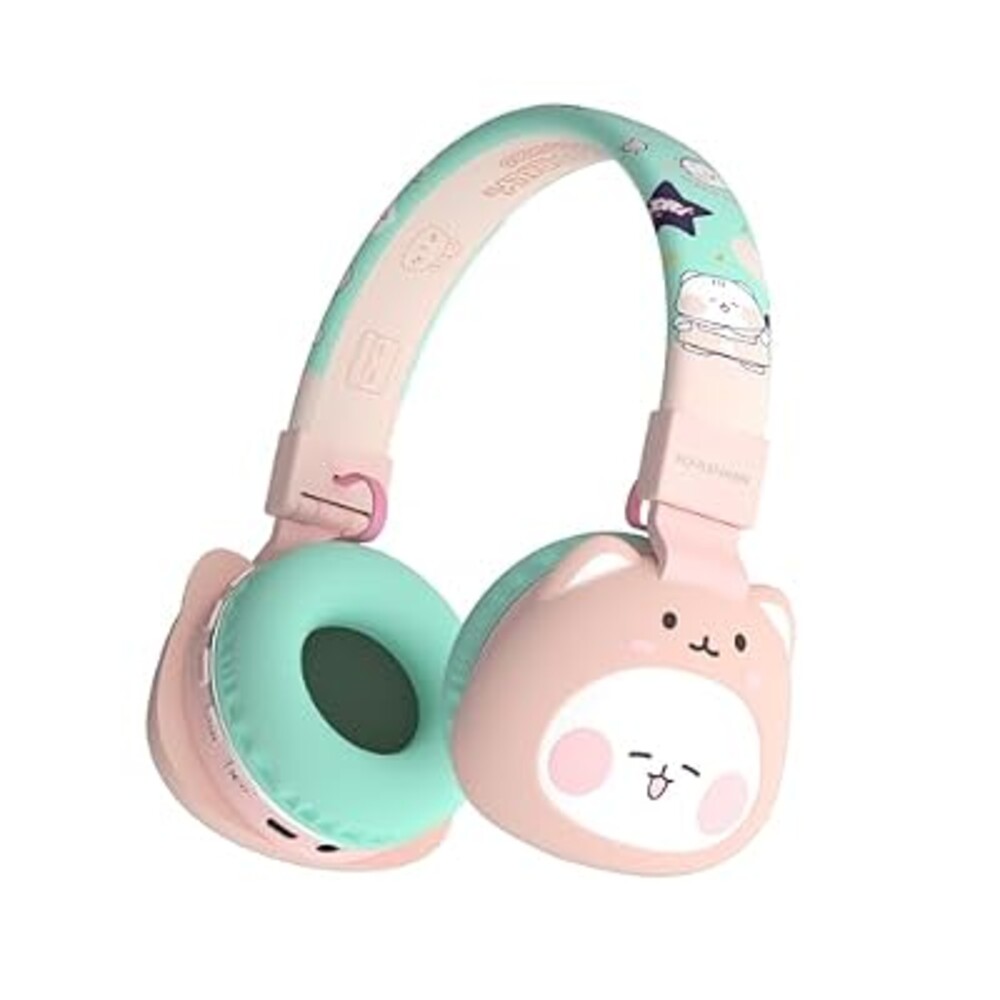Icarer Kids Bluetooth Headphones with 85dB Volume Limiter, Bluetooth 5.4 & 20H Playtime, Ultra-Soft Foldable Over-Ear Headset with Mic, FM/TF/Wired Mode, Cute Animal Design for School Travel (Pink)
