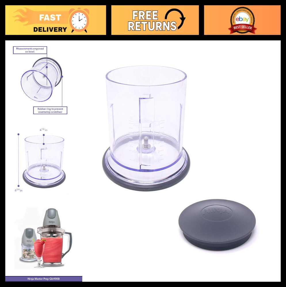 Blender Replacement Parts - 16oz Food Processor Bowl & Storage Lid for Ninja Qb9