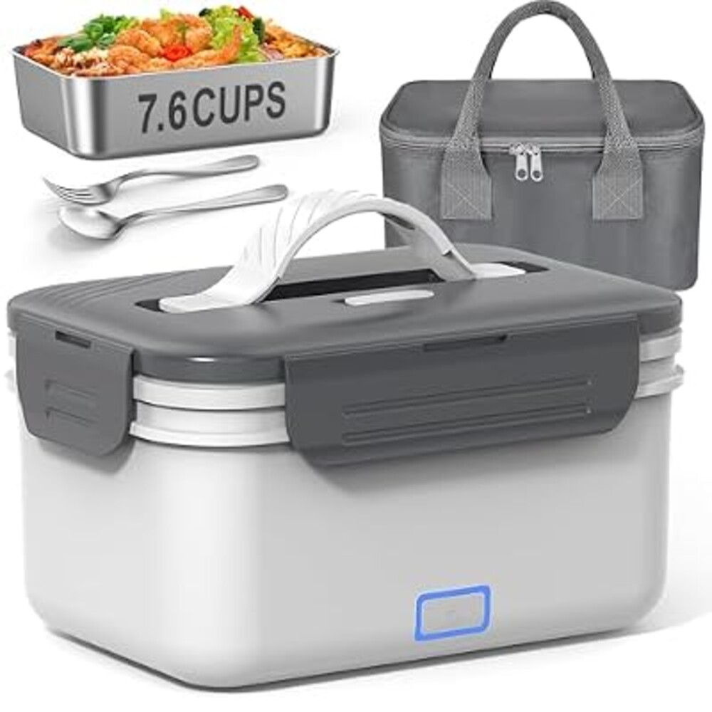 Herrfilk Cordless Electric Lunch Box for Adults, 1.8L/61oz Rechargeable Portable Food Warmer, 4in1 Ultra Quick Heated Lunch Box Food Heater for Travel/Car/Out Work, Gift for Fathers Day