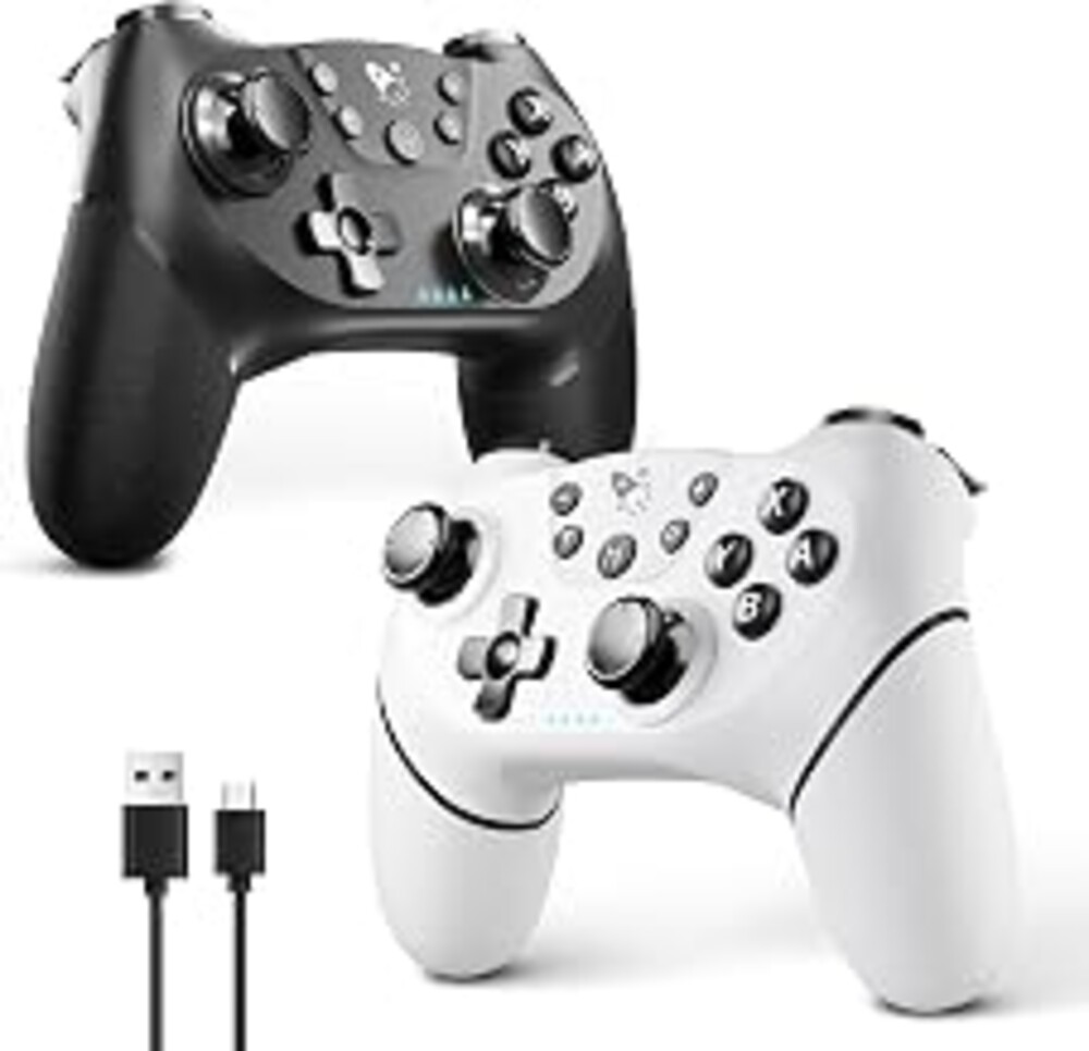 AceGamer Wireless Pro Controller for Nintendo Switch/Lite/OLED/Switch 2/PC, 2 pack, Hall Effect Joystick for Switch 2 Pro Controller with Wake-Up/Dual Vibration/Turbo/Ergonomic ! (Black&White)