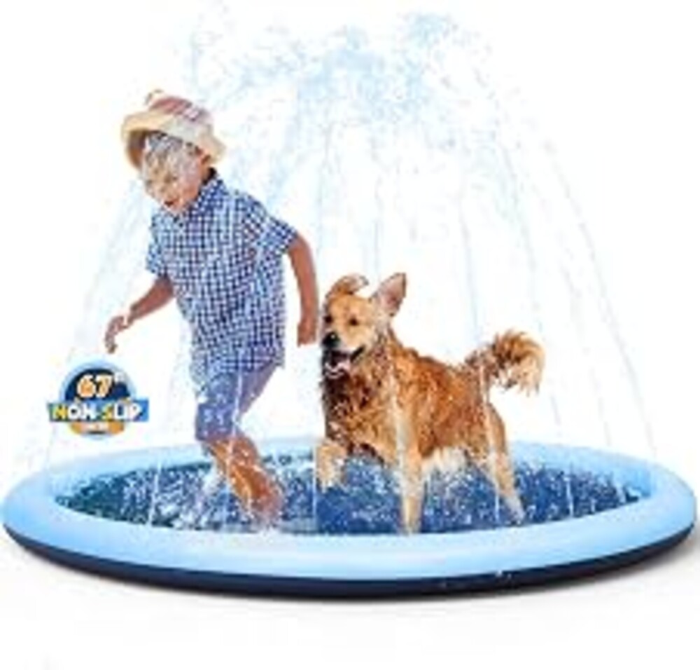 VISTOP 67" Non-Slip Splash Pad for Kids and Dogs, Thickened Sprinkler Pool for Toddlers, Outdoor Backyard Water Toys, Fun Fountain Play Mat for Babies, Children & Pets Blue