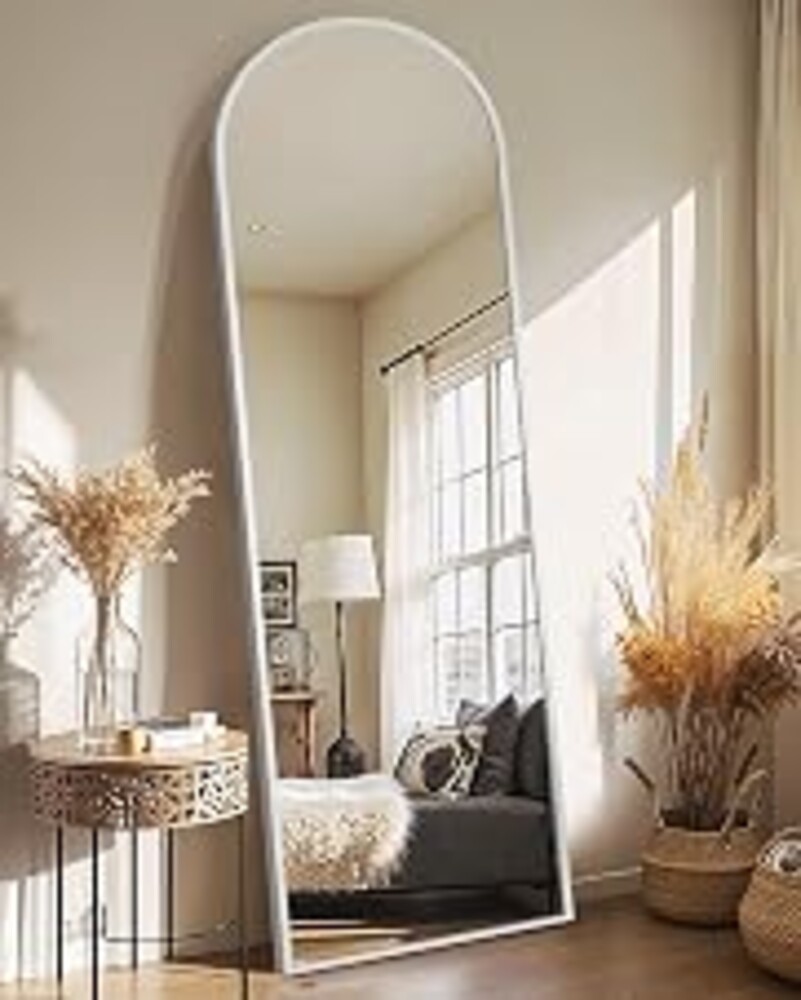 Delma Full Length Mirror, Large Floor Mirror for Wall, Bedroom, Bathroom, Living Room with Aluminium Frame (Stand, Arch 56x15, Silver)