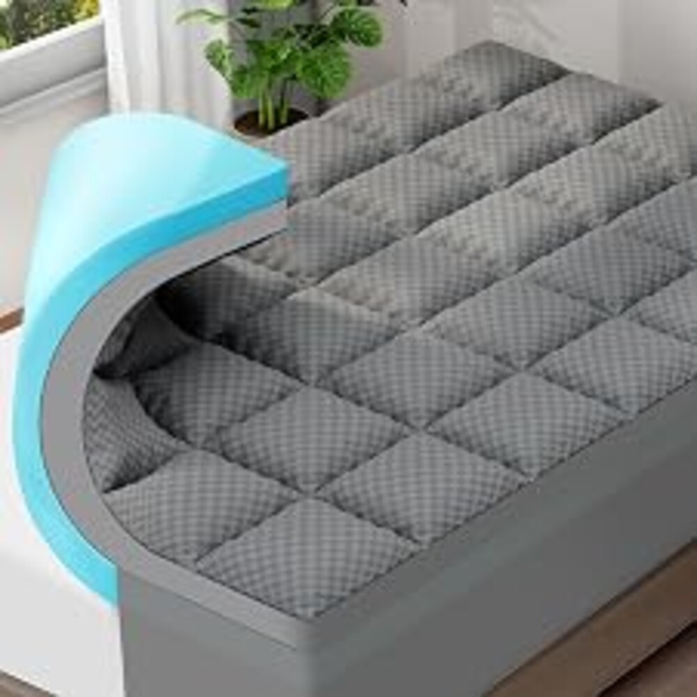 OLANLY Dual-Layer 4 Inch Cal King Mattress Topper for Back Pain, 2 Inch Gel Memory Foam Support Base and 2 Inch Cooling Pillow Top Mattress Pad Cover, Plush Pressure Relief, Deep Pocket, Grey
