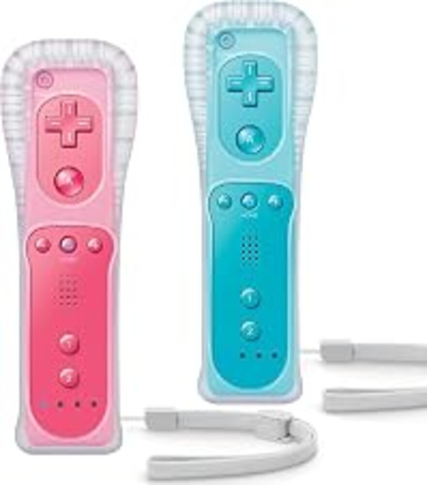 TIANHOO Remote Controller for Wii & Wii U | with Silicone Case and Wrist Strap, 2 pack (Pink & Blue)