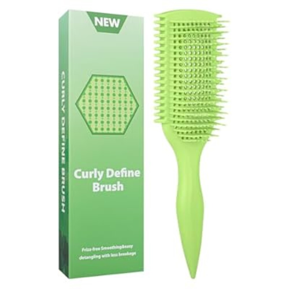 Inpoipsor Detangling Brush for Curly Hair, Dry & Wet Hair Brush for Women & Men, Vented Detangler Brush for Fast Blow Drying, Curl Defining Brush (Green)