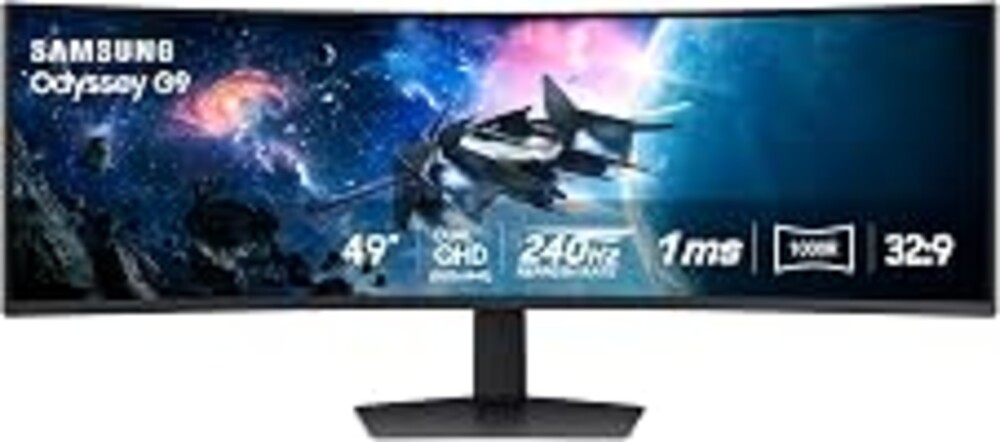 Samsung 49” Odyssey G9 Series DQHD 1000R Curved Gaming Monitor, 1ms(GtG), VESA DisplayHDR 1000, 240Hz, AMD FreeSync Premium Pro, Height Adjustable Stand, Ultrawide Screen, LS49CG954ENXZA, 2024