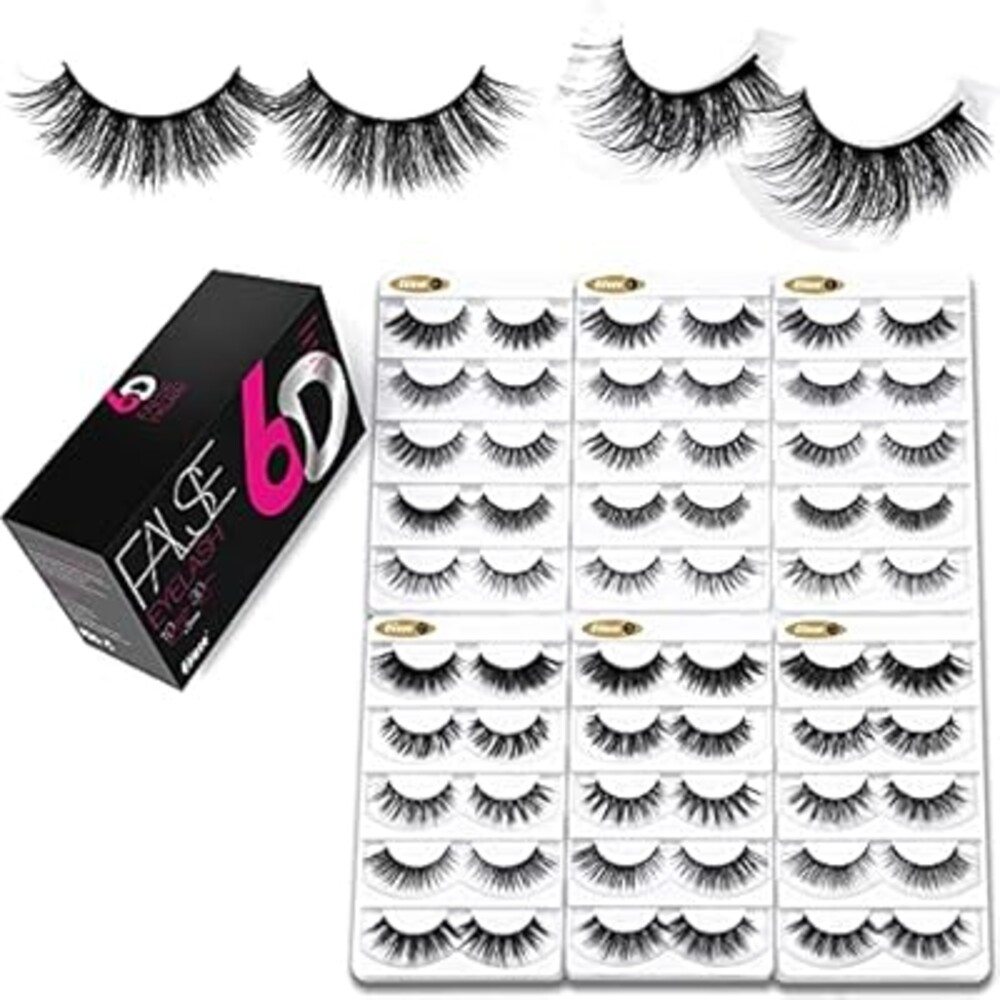 Eliace False Eyelashes Natural look Cat Eye Lashes Wispy Strips,6D Volume Mink lashes 30 Pairs 10 Mixed Styles Fake Eyelashes Pack,Wispy Eyelash Soft Reusable Dramatic Fluffy Beauty Lash Wholesale