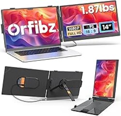 Laptop Screen Extender 1.87lbs Ultra-Portable & Ultra Slim, 14.2" FHD 1080P Dual Portable Monitor for 14"-17.3" Laptop, Plug & Play Travel Monitor Extender Compatible with Wins/Mac/Chrome/Android