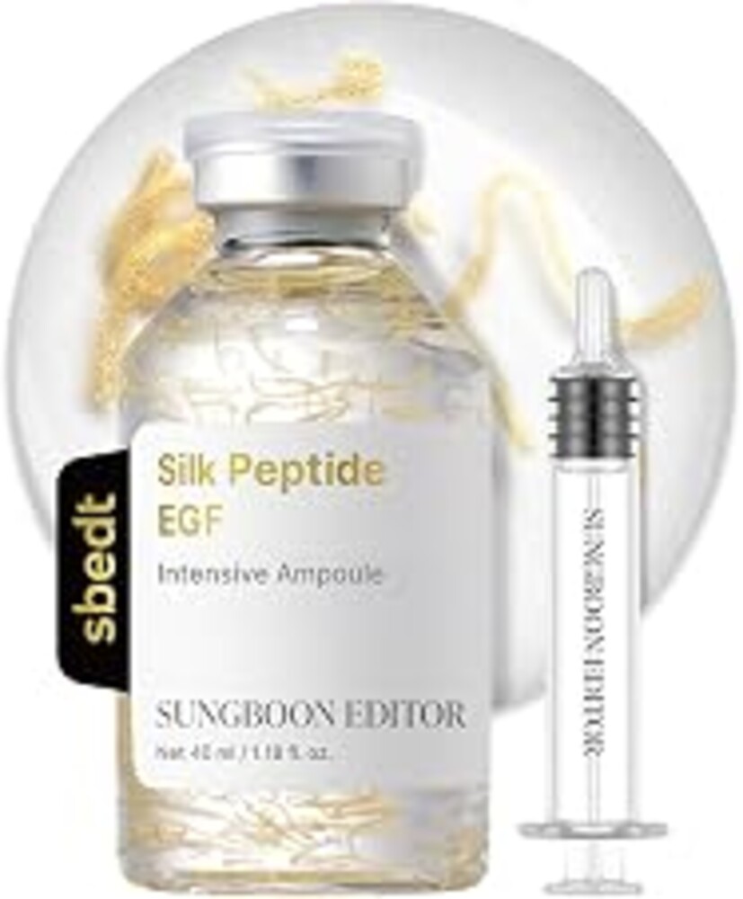 SUNGBOON EDITOR Glow Intensive Deep Collagen Silk Peptide EGF Ampoule, Copper Peptides Serum for Face with Multi Peptides, Hydrating Korean Skincare Facial Serum for Smooth-Looking Skin, 1.35 fl oz