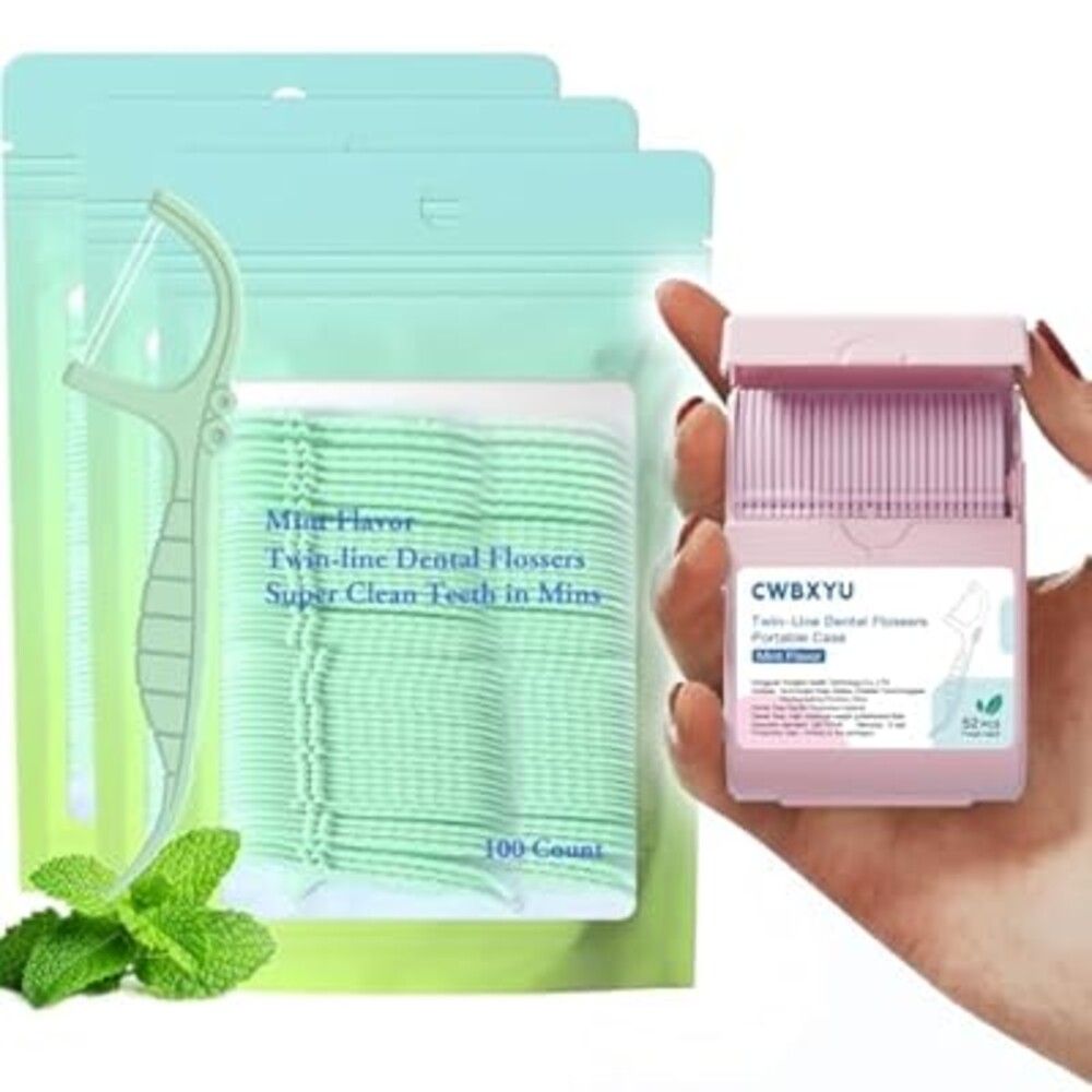 Twin-Line Mint Dental Flossers, 352 Count | No Break & No Shred Dual-Action Floss Picks | Travel-Ready Oral Care for Deep Teeth Cleaning | Super Durable Toothpick Sticks for Tight Gaps (Pink)