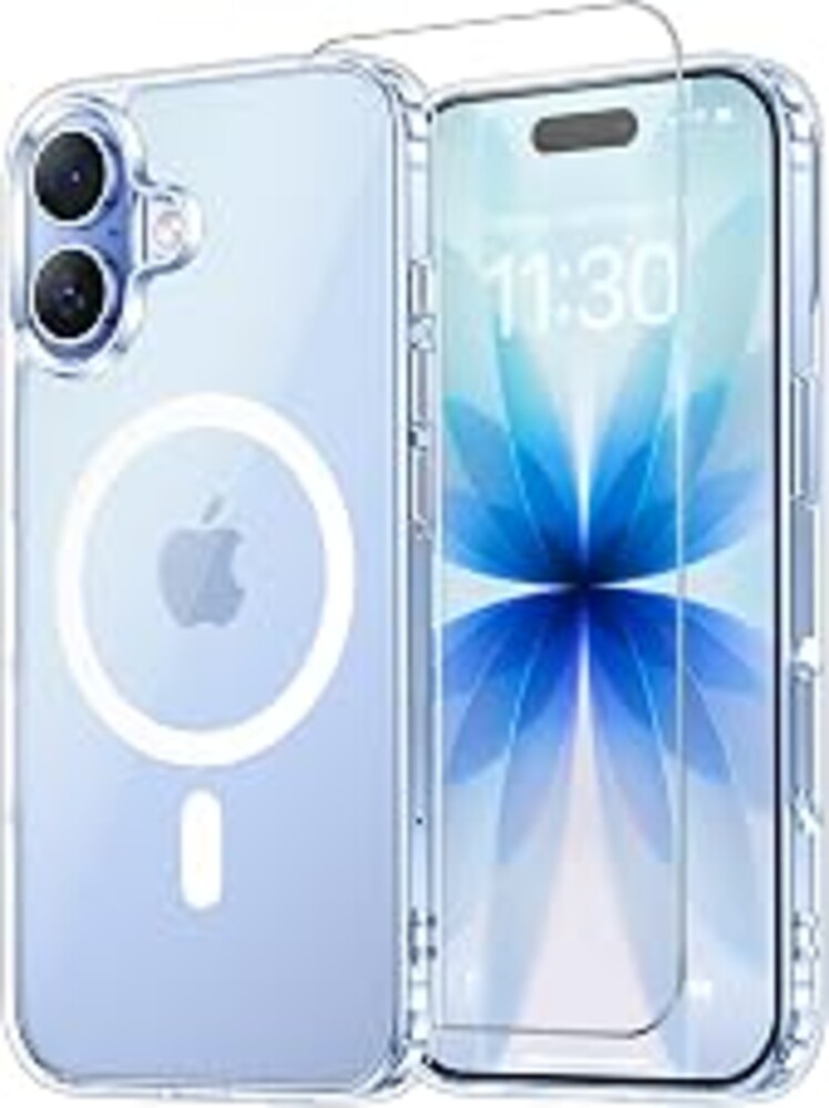 Temdan for iPhone 17 Case Clear with Screen Protector, Compatible with Magsafe, Anti-Yellowing, Military-Grade Protection, Shockproof Slim Magnetic Phone Case Cover, Transparent