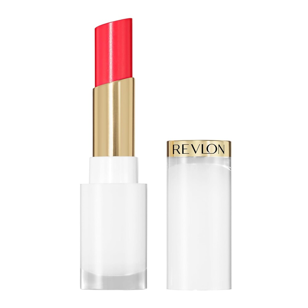 REVLON Super Lustrous Glass Shine Balm, Sheer Glossy Tinted Lip Balm, Hydrating Formula with Hyaluronic Acid, Aloe & Rose Quartz, 009 Cherry Luster, 0.11 oz