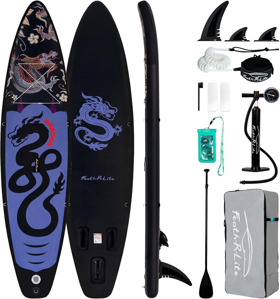 FEATH-R-LITE Inflatable Ultra-Light 10'×30''/10'6''×33'' Stand Up Paddle Board for All Skill Levels with Premium SUP Paddleboard Accessories,Non-Slip Comfort Deck for Youth & Adults