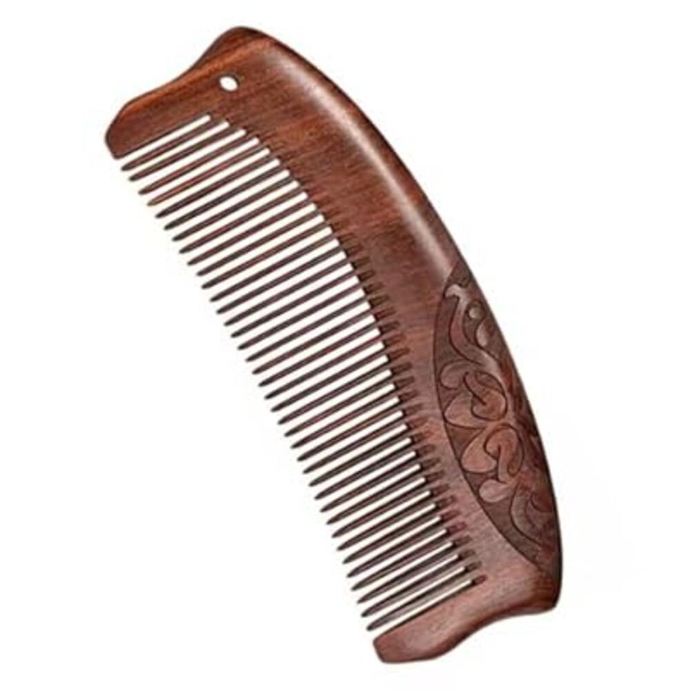 YAKUNCL Natural Sandalwood Comb - Anti Static Wooden Comb for Women, Smooth Detangling Fine Tooth Hair Comb, Portable Travel Wood Combs for Curly & Straight Hair