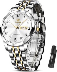 OLEVS Watch Men Luxury Watches for Men （Silver/Gold/Blue/Black）(Diamond/Roman Numeral/Arabic Numeral) Dial Watches Stainless Steel Watch Date Waterproof Dress Casual Reloj