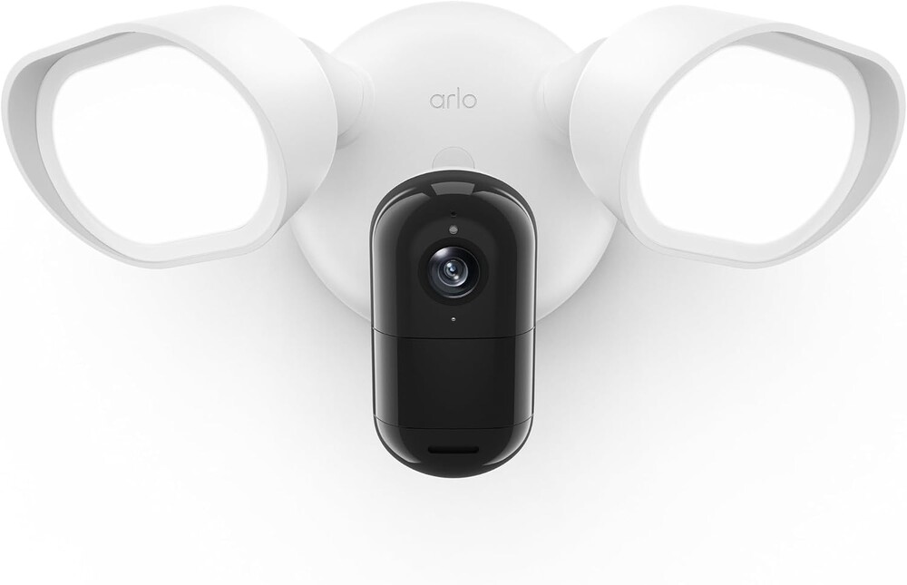 Arlo Wired Floodlight Camera | Home Security Camera with 2K Video and HDR | 2000 Lumens | Integrated Siren, Weather-Resistant, Color Night Vision, 160º Field of View, 2-Way Audio, White (2025)