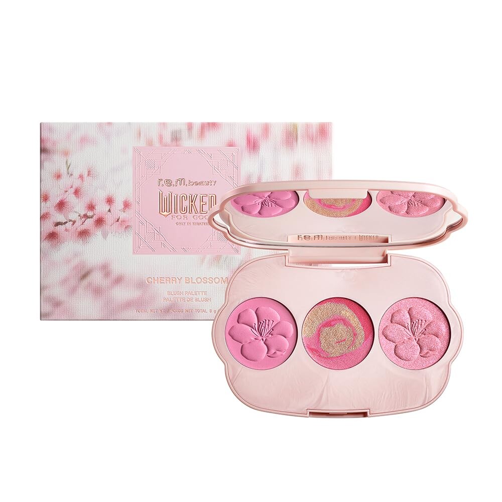 r.e.m. beauty Wicked: For Good | Cherry Blossom Blush Palette | Blendable, Creamy Formula Blurs and Perfects Skin | Blendable, Creamy Formula
