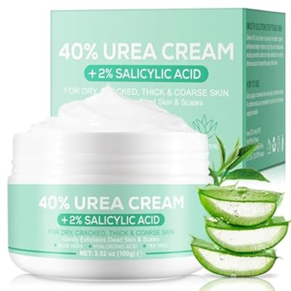 40% Urea Cream for Feet (3.52 oz), Foot Cream for Thick, Cracked, Rough, Dead & Dry Skin, Foot Lotion with 2% Salicylic Acid, Tea Tree , Aloe Vera, Moisturizer For Feet, Elbows, Hands & Knees