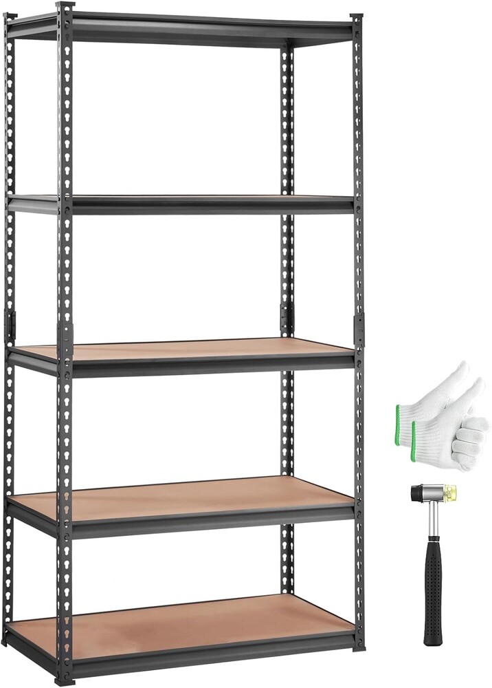 VEVOR Storage Shelves 5-Tier Adjustable 2000 lbs 36"x18"x72" Shelving Unit | Heavy Duty Garage Storage Metal Utility Rack Shelf, for Kitchen, Pantry, Basement, Bathroom, Laundry, Living Room, Warehouse