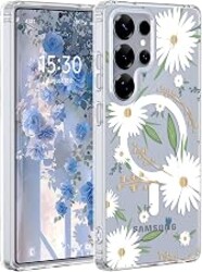Ratcase for Samsung Galaxy S25 Ultra Case Floral,[Compatible with Magsafe][Drop Protection] Slim Flower Women Phone Case for Galaxy S25 Ultra