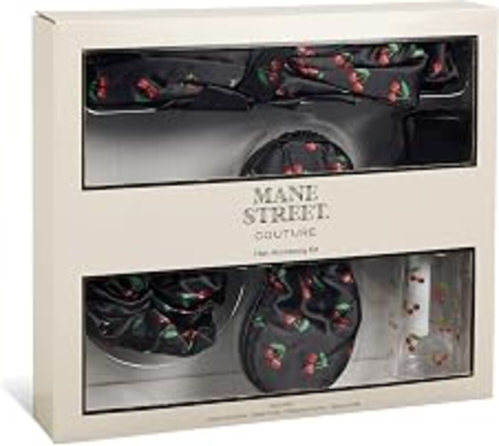 4-Piece Hair Accessory & Sleep Set by Mane Street Couture | Satin Bonnet, Sleep Mask, Large Scrunchie & Spray Bottle | Black Cherry