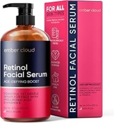 Ember Cloud Retinol Serum for Face with Hyaluronic Acid, Vitamin E & Aloe Vera Anti-Aging Serum Supports Even Tone and Hydration Paraben&Fragrance-Free Cruelty Free All Skin Types Made in USA (8 Oz)