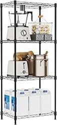 M MZG 4 Tiers Shelf Metal Storage Shelves Wire Rack Closet Organizers for Garage Kitchen Bathroom Laundry Black 11.8" D x 17.7" W x 41.9" H
