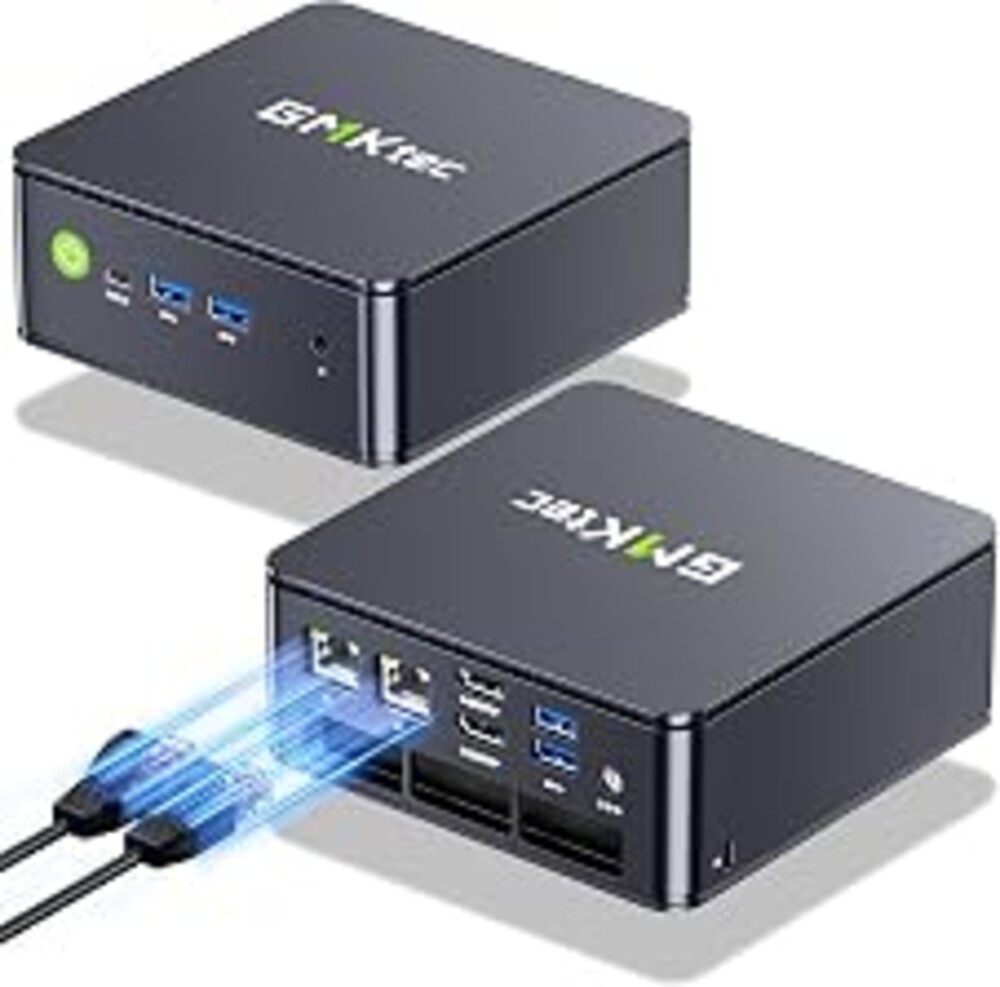 GMKtec Mini PC, G11 AMD Ryzen Embedded R2514 (Beats 4300U/N150), 16GB DDR4 RAM 512GB PCIe M.2 SSD, Business Office Personal Desktop Computer Dual NIC 2.5GbE USB-C HDMI Triple Display
