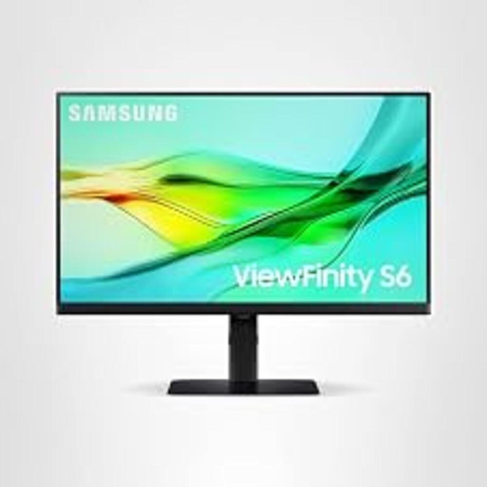 SAMSUNG 24" ViewFinity S6 (S60UD) Series QHD High Resolution Computer Monitor, 100Hz, HDR10, USB-C, Built-In LAN Port, Daisy Chain Support, Easy Setup, Height Adjustable Stand, LS24D606UANXZA, 2024
