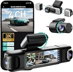 BOTSLAB 4 Channel Dash Cam 3K Front and Rear Inside 560° Coverage with Magnetic Side Cameras Car Camera with 3.18”Touch Screen 24/7 Parking Mode 5.8GHz WiFi GPS Voice Control (No SD Card)