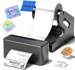 Phomemo Bluetooth Thermal Label Printer, 241BT 4X6 Wireless Shipping Label Printer for Small Business, Pink Labels Printers for Shipping Package Whit Holder