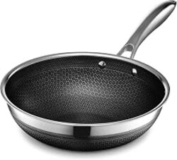 HexClad 10 Inch Hybrid Nonstick Wok, Stay-Cool Handle, Dishwasher and Oven Safe, Compatible with All Cooktops, Induction Ready