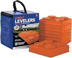 Tri-Lynx Lynx Levelers RV/Trailer/Motorhome/Vanlife interlocking Leveling Blocks with Nylon Storage Bag for most Leveling and Stabilizing functions. 10 Pack, Orange, 00015, Made in USA.