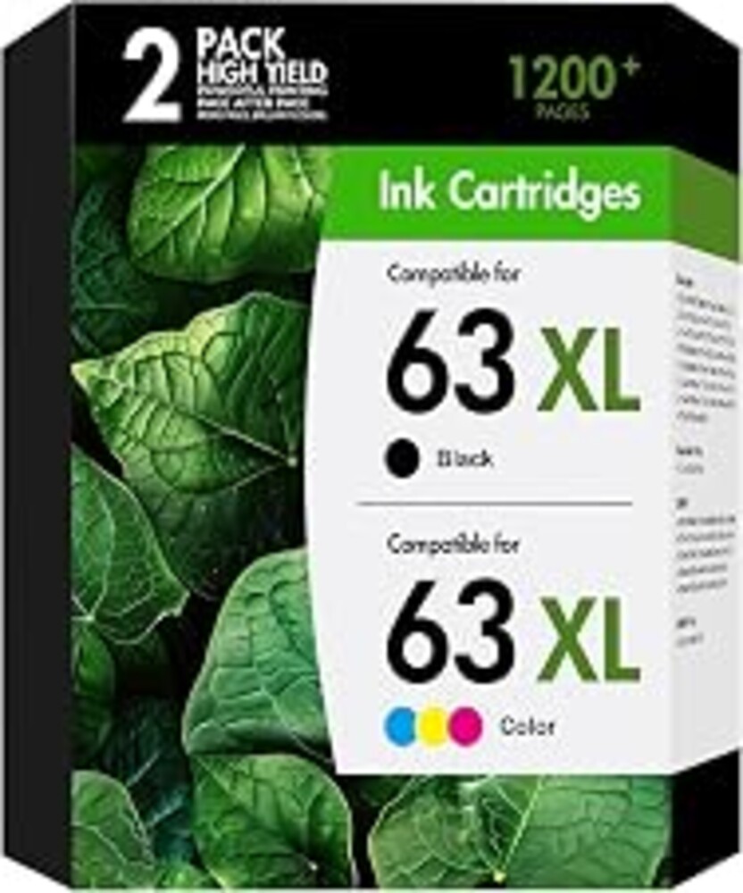 63 63Xl Ink Cartridge Combo Pack Replacement for HP63Xl Black and Color Work for HP Envy 4520 4512 Officejet 3830 4650 5258 5255 4655 5200 Deskjet 1112 2130 3630 Printer 2-Pack