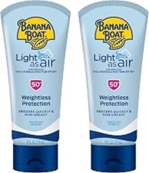 Banana Boat Light As Air Sunscreen Lotion SPF 50 Twin Pack | Lightweight & Non-Greasy Lotion Sunscreen SPF 50, Sunblock, Oxybenzone Free, 6oz each