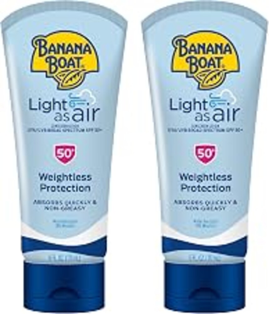 Banana Boat Light As Air Sunscreen Lotion SPF 50 Twin Pack | Lightweight & Non-Greasy Lotion Sunscreen SPF 50, Sunblock, Oxybenzone Free, 6oz each