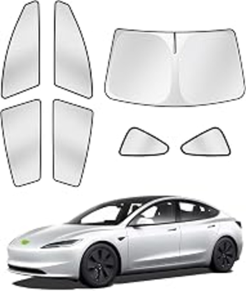 Canvcle Sunshades for Tesla Model 3 2016-2025 2026 (Fit Model 3 Highland) Accessories Windshield Sun Shade Side Rear Window Shade Cover Sun Visor Shield Privacy Protection Keep Vehicle Cool 7PCS