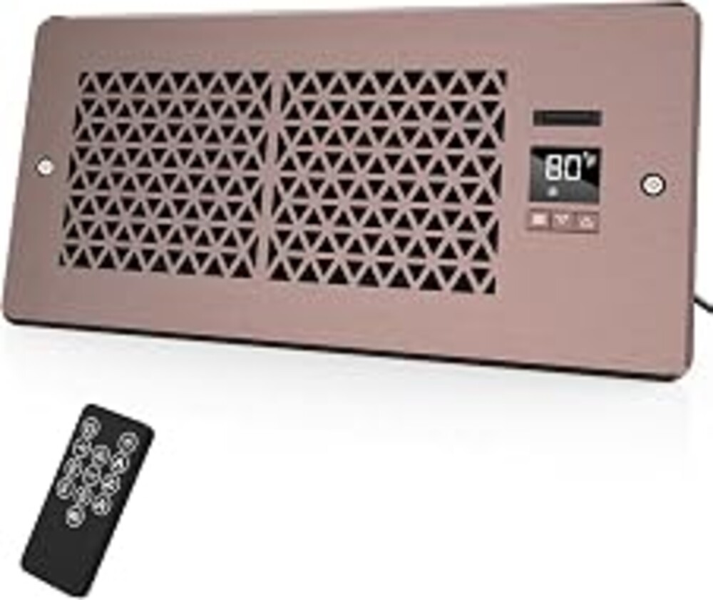 MATULSA Register Booster Fan Fits 4" x 10" Register Holes, Quiet 10-Speed Floor Vent Fan with Remote, Thermostat Control Heating & Cooling AC Vent Fan, Bronze 1 Pack