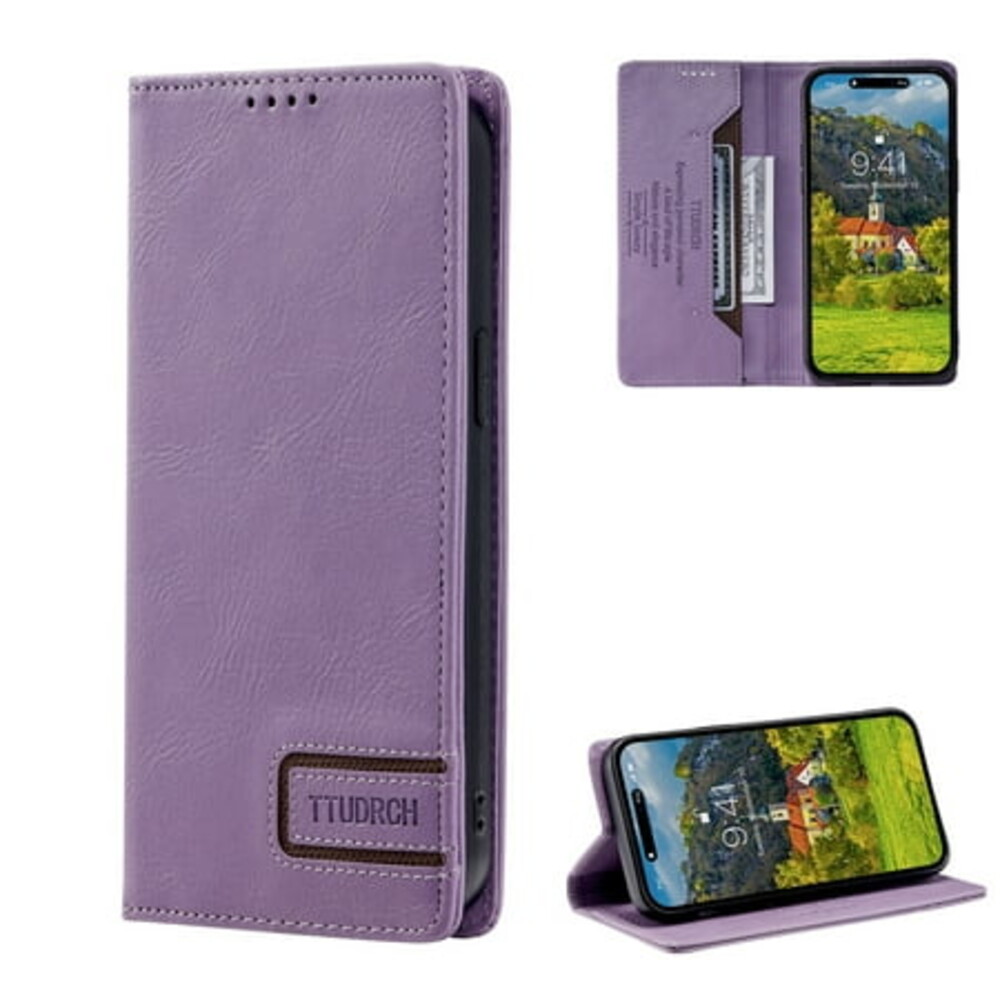 Dteck for iPhone 13 Case Wallet with RFID Blocking Credit Card Holder, Premium PU Leather Magnetic Flip Folio Shockproof Protective Cover for Women Men,Purple