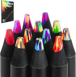 Art Supplies 12 Rainbow Colored Pencils,Teen Girl Gifts Trendy Stuff,Classroom Rewards & Student Prizes, Teacher Supplies, Back to School Party Favors for Boys & Girls,Stocking Stuffers for Kids