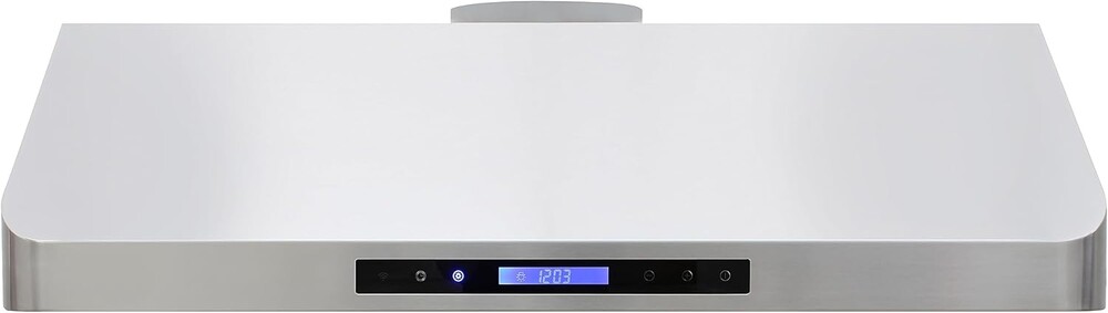 Range Hood Under Cabinet Installation with Exhaust Duct, Touchscreen LED Lights 4-Speed Fan with Remote Control and Dishwasher-Safe Filter, 36-Inch, Metallic