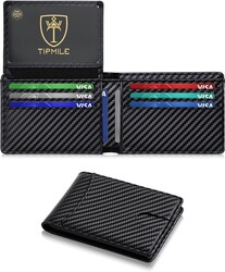 Tipmile Wallet for Men Slim RFID Blocking Credit Card Holder, Minimalist Men Wallets 12 Cards with 2 ID Windows & Cash Slot, Bifold Front Pocket Wallet Gifts for Men