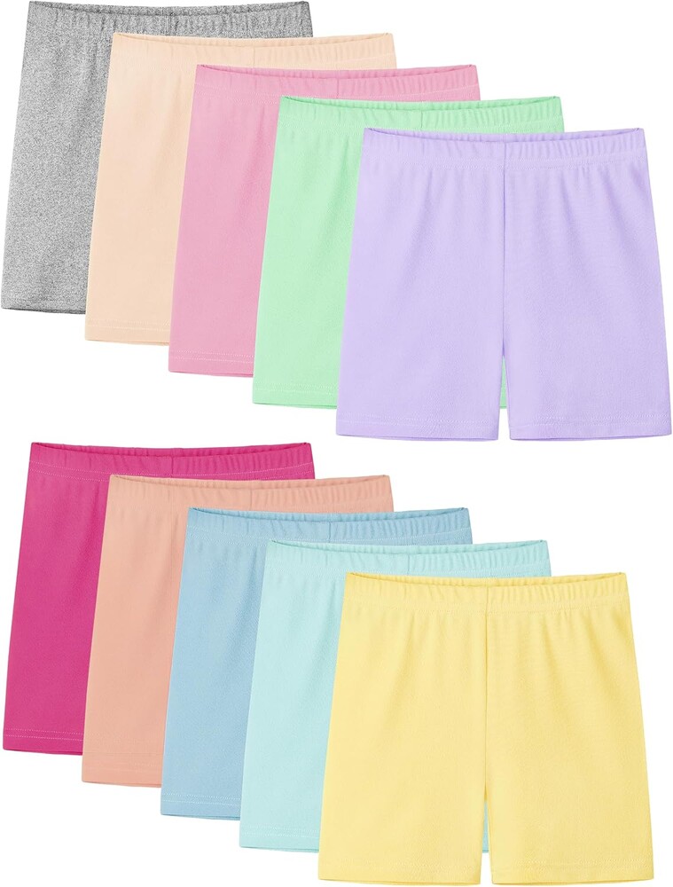 Resinta 10 Pack Girls Bike Shorts Cartwheel Under Dress Dance Shorts for Toddler Girls Kids Multicolor