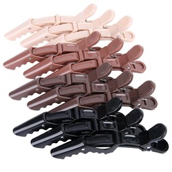 HH&LL 4.5 Inch Double-Hinged Non-Slip Alligator Hair Clips, 12 Pack | Professional salon clips, neutral smooth finish; strong grip for thick hair, ideal for salon section styling