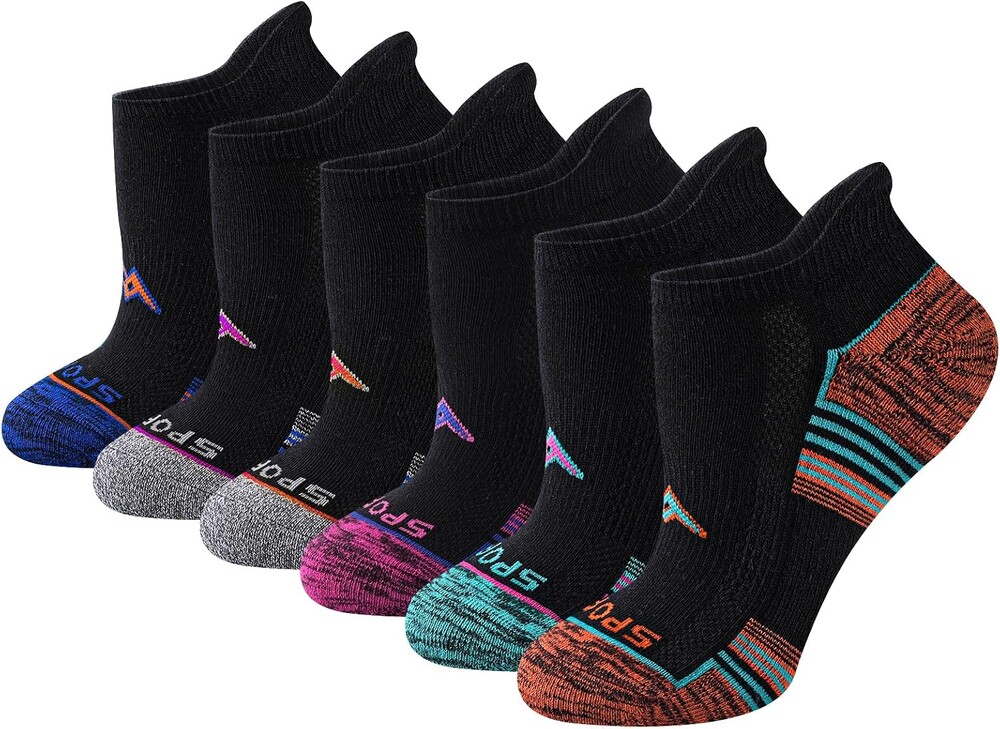 Women's Performance Athletic Socks 6/12 Pairs, Cotton Ankle Socks with Heel Tab & Cushioned Sole for Running, Gym