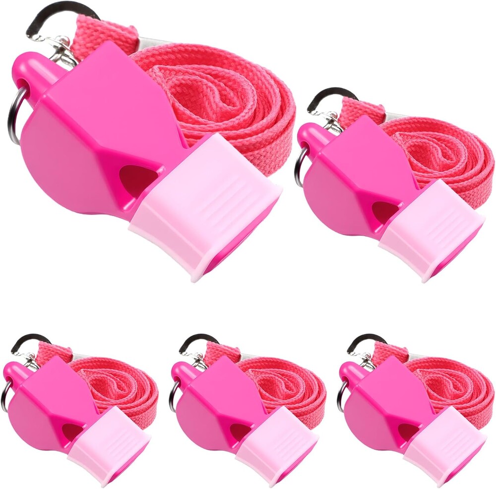 Junkin 5 Pack Pealess Referee Whistles with Lanyards, Loud Crisp Sound, Cushioned Mouthpiece for Coaches, Referees, Teachers, Lifeguards, Sports, Safety & Emergency Use