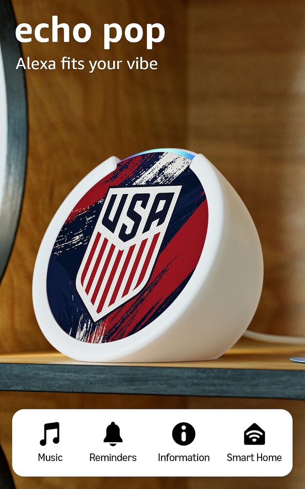 Amazon Echo Pop (newest model) | Officially Licensed U.S. Soccer Limited-Edition (White)