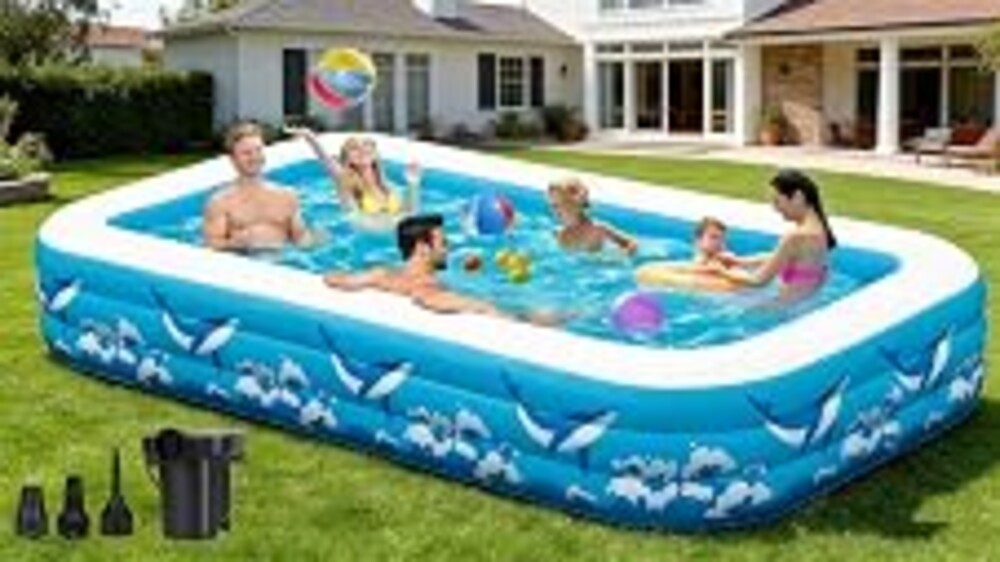 Large Inflatable Swimming Pool for Adults Kids - 130"x72"x22" Blow Up Pools Kiddie Pool with Pump, Oversized Thickened Family Inflatable Pools for Backyard Outdoor Garden Summer Water Party